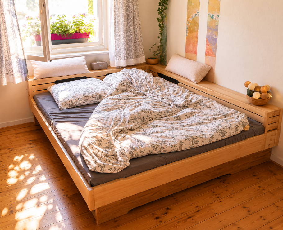 Bett in Esche & Roteiche